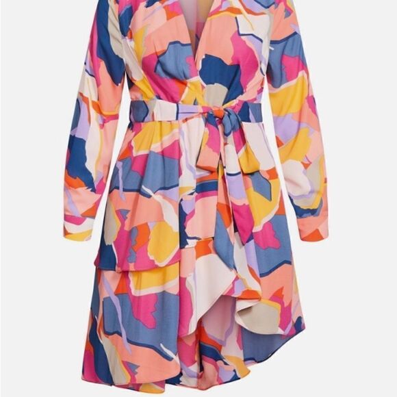 City Chic Gianna Bold long abstract wrap top NWT size Large - Picture 4 of 13